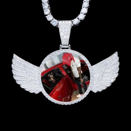 925S & VVS Moissanite 3D Wing Custom Picture Pendant sold by The GUU Shop