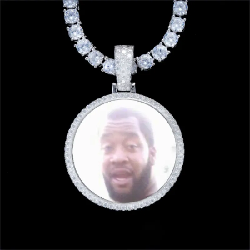 925S & VVS Moissanite 3D Circle Custom Picture Pendant sold by The GUU Shop