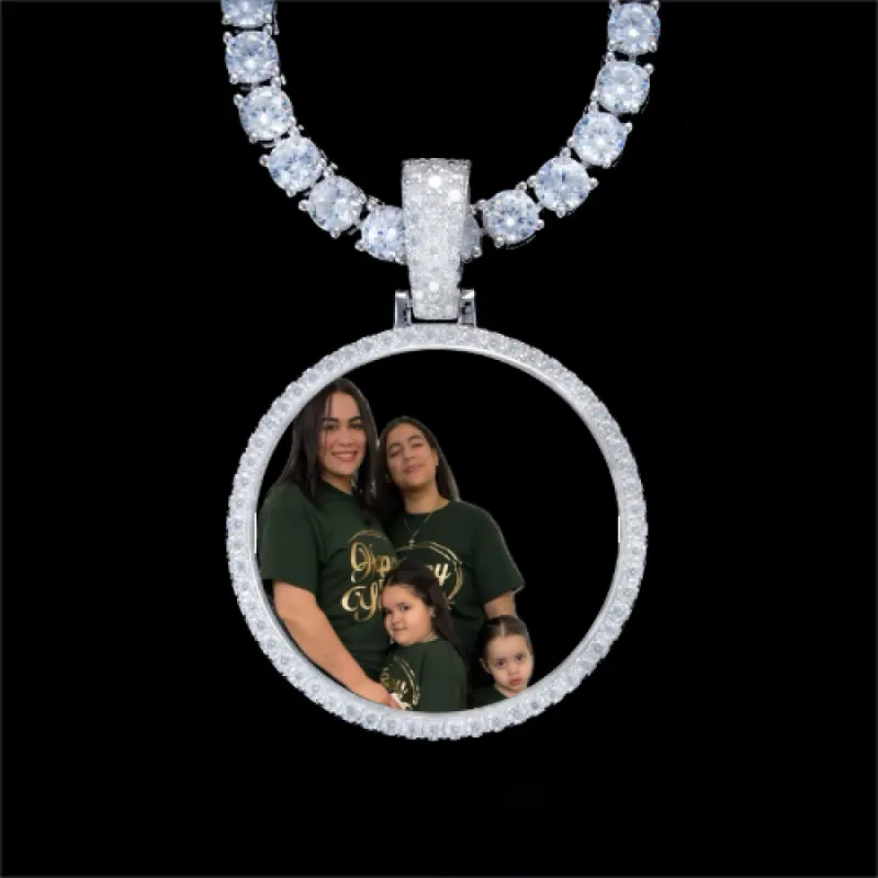925S & VVS Moissanite 3D Circle Custom Picture Pendant sold by The GUU Shop