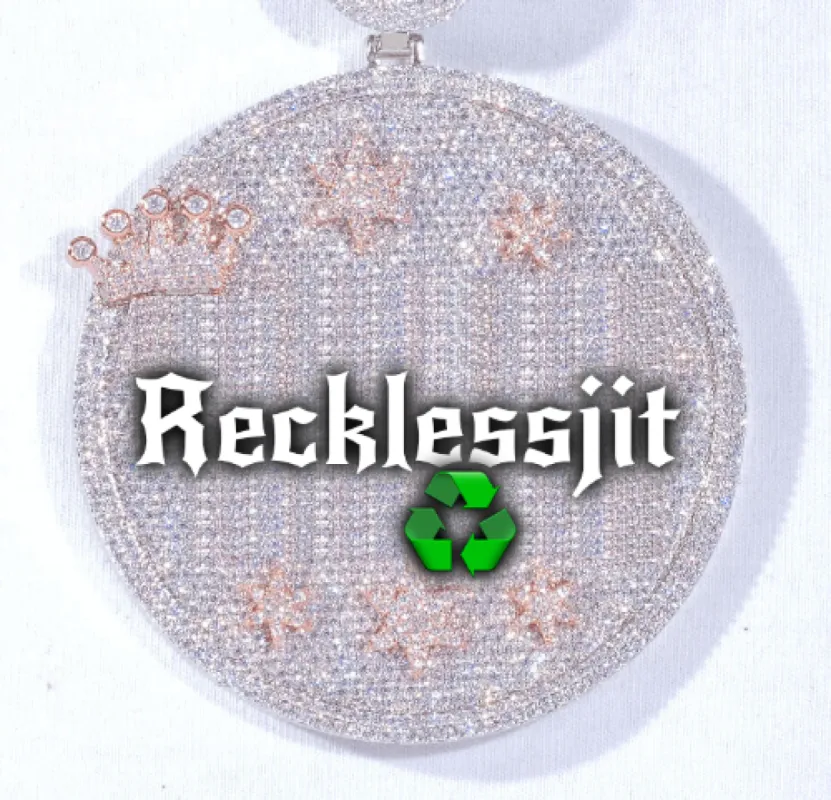 CUSTOM LETTER NECKLACE 3D BIG CROWN DISC sold by The GUU Shop