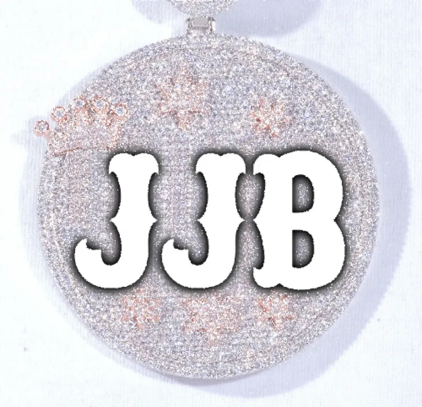 CUSTOM LETTER NECKLACE 3D BIG CROWN DISC sold by The GUU Shop