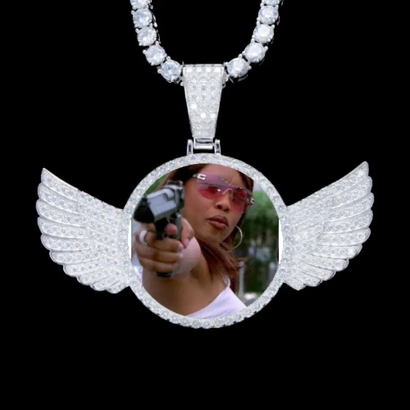 925S & VVS Moissanite 3D Wing Custom Picture Pendant sold by The GUU Shop