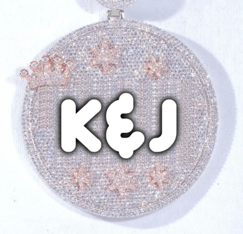 CUSTOM LETTER NECKLACE 3D BIG CROWN DISC sold by The GUU Shop