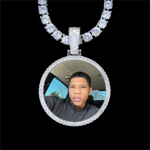 925S & VVS Moissanite 3D Circle Custom Picture Pendant sold by The GUU Shop