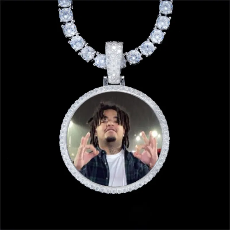 925S & VVS Moissanite 3D Circle Custom Picture Pendant sold by The GUU Shop