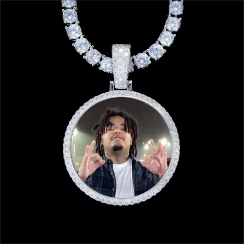 925S & VVS Moissanite 3D Circle Custom Picture Pendant sold by The GUU Shop