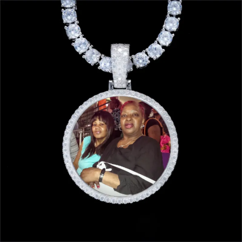 925S & VVS Moissanite 3D Circle Custom Picture Pendant made by The GUU Shop
