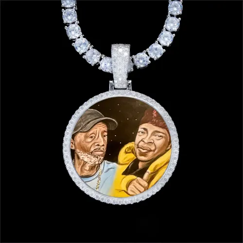 925S & VVS Moissanite 3D Circle Custom Picture Pendant sold by The GUU Shop