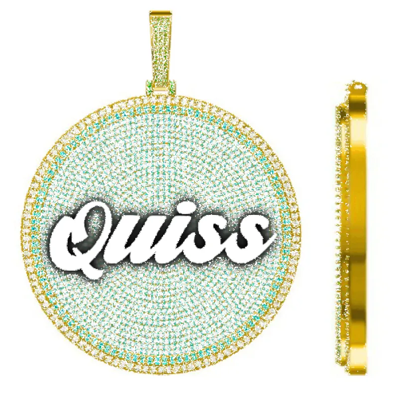 CUSTOM LETTER NECKLACE 3D BIG DISC sold by The GUU Shop