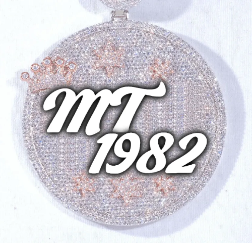 CUSTOM LETTER NECKLACE 3D BIG CROWN DISC sold by The GUU Shop