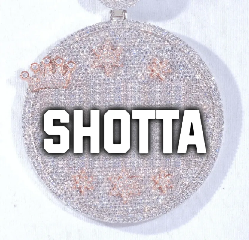 CUSTOM LETTER NECKLACE 3D BIG CROWN DISC sold by The GUU Shop