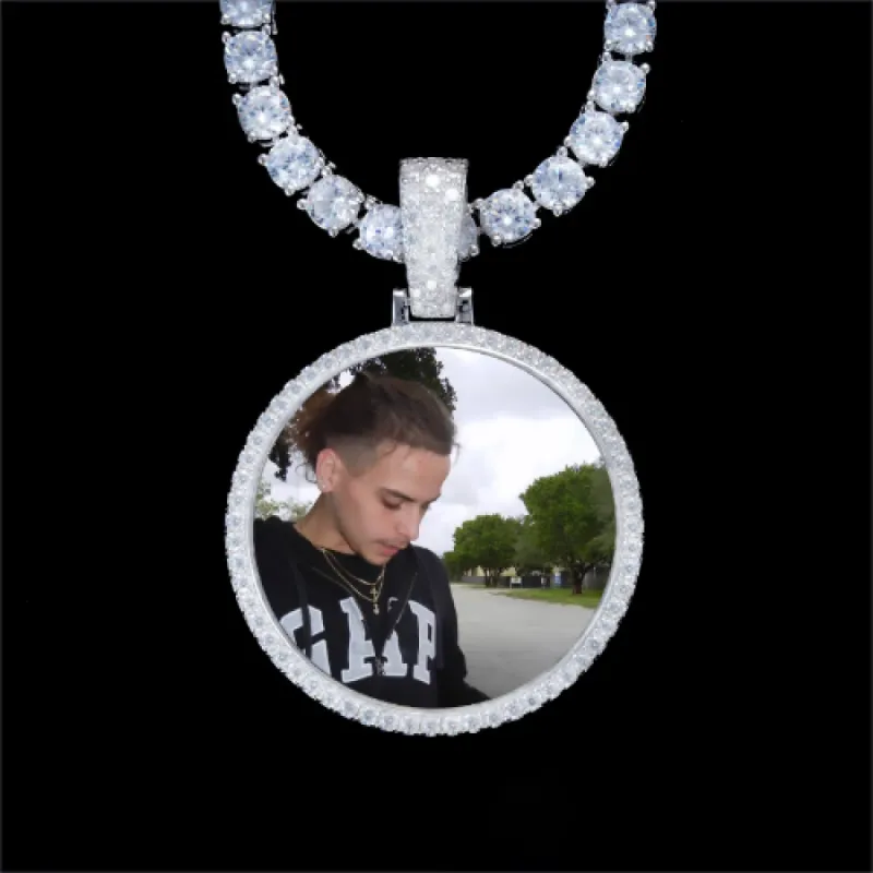 925S & VVS Moissanite 3D Circle Custom Picture Pendant sold by The GUU Shop