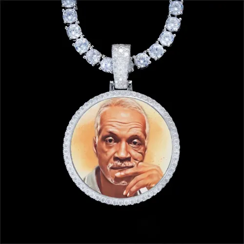 925S & VVS Moissanite 3D Circle Custom Picture Pendant sold by The GUU Shop