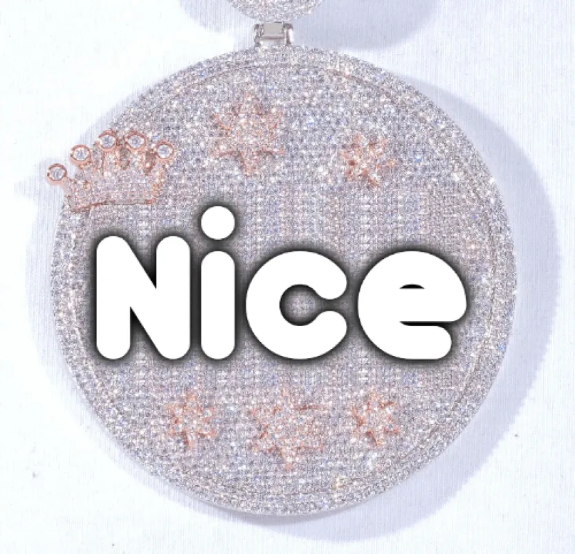 CUSTOM LETTER NECKLACE 3D BIG CROWN DISC sold by The GUU Shop