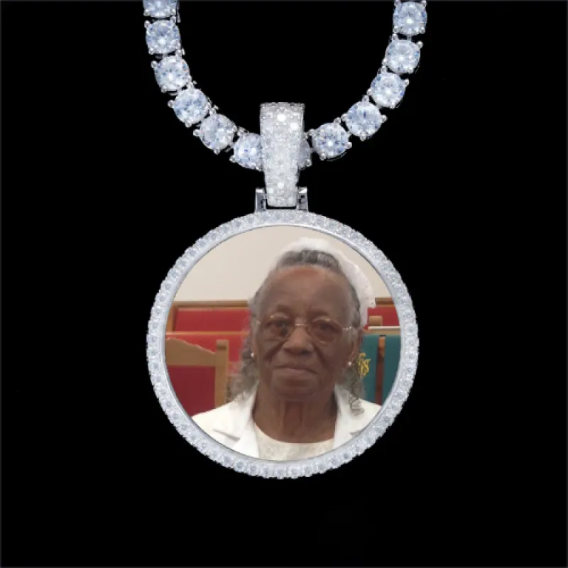 925S & VVS Moissanite 3D Circle Custom Picture Pendant sold by The GUU Shop