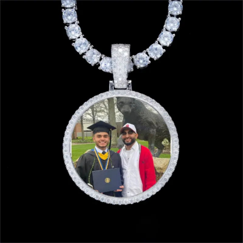 925S & VVS Moissanite 3D Circle Custom Picture Pendant sold by The GUU Shop