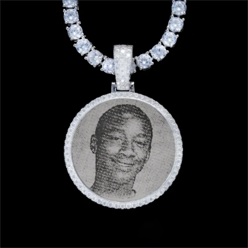 925S & VVS Moissanite 3D Circle Custom Picture Pendant sold by The GUU Shop