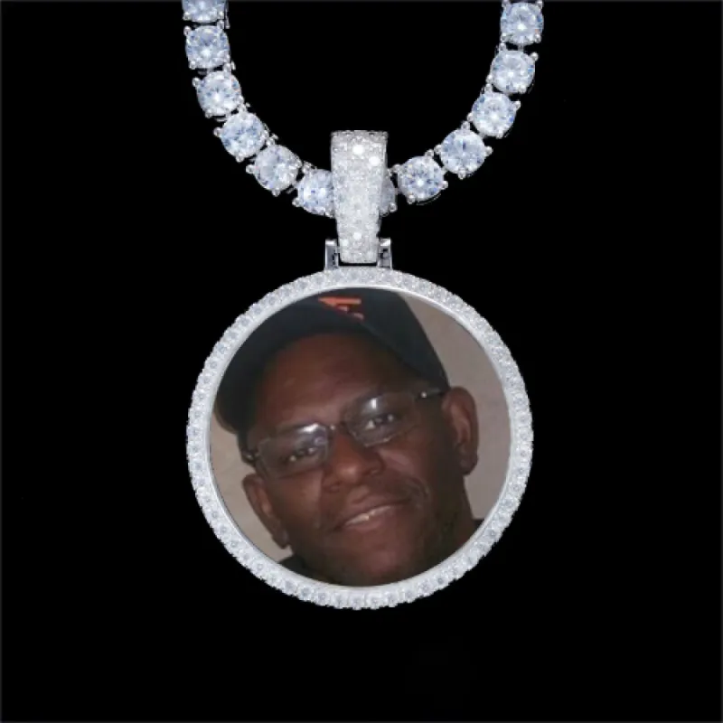 925S & VVS Moissanite 3D Circle Custom Picture Pendant sold by The GUU Shop