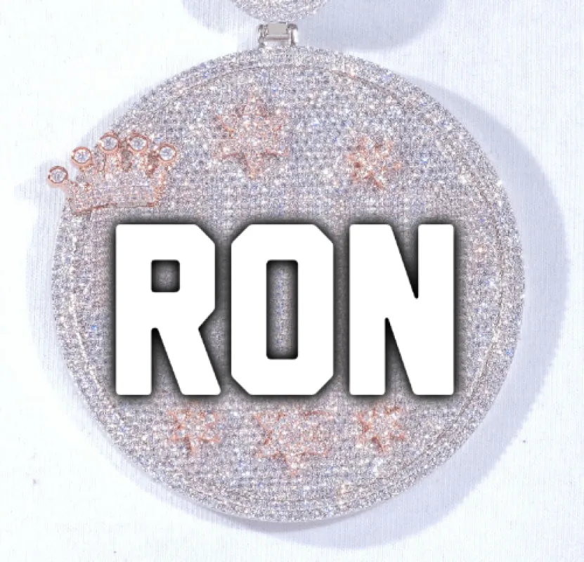 CUSTOM LETTER NECKLACE 3D BIG CROWN DISC sold by The GUU Shop