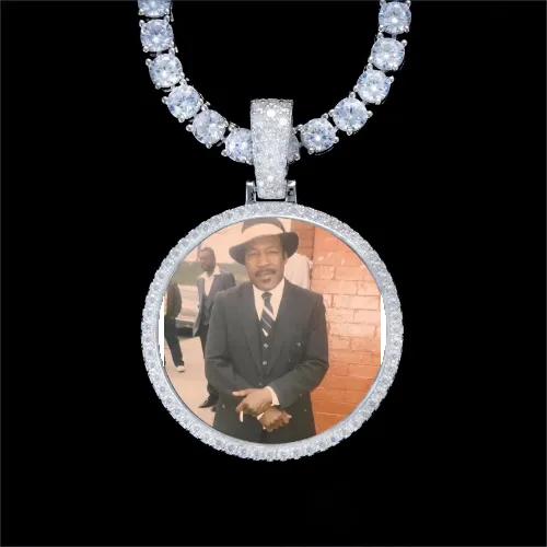 925S & VVS Moissanite 3D Circle Custom Picture Pendant sold by The GUU Shop
