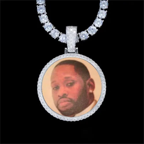 925S & VVS Moissanite 3D Circle Custom Picture Pendant sold by The GUU Shop