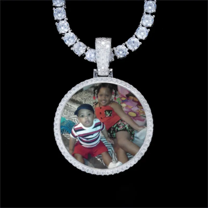 925S & VVS Moissanite 3D Circle Custom Picture Pendant sold by The GUU Shop