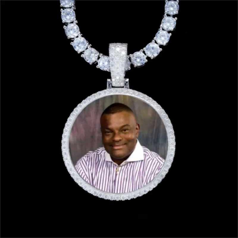 925S & VVS Moissanite 3D Circle Custom Picture Pendant sold by The GUU Shop