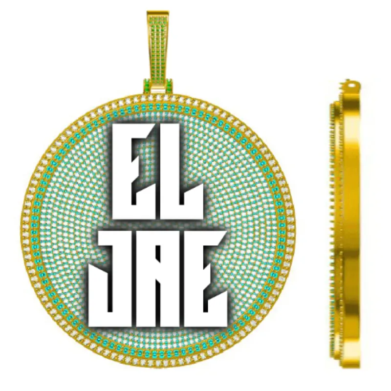 CUSTOM LETTER NECKLACE 3D BIG DISC sold by The GUU Shop