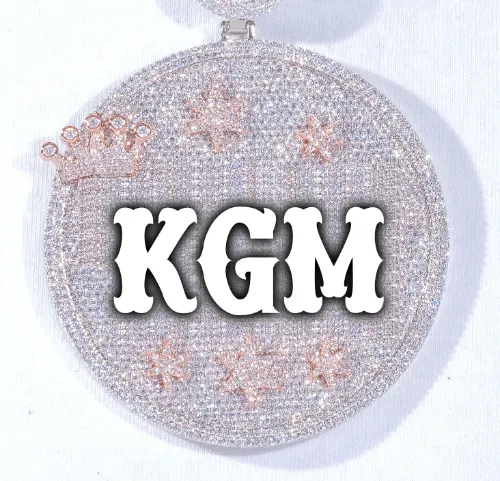 CUSTOM LETTER NECKLACE 3D BIG CROWN DISC sold by The GUU Shop