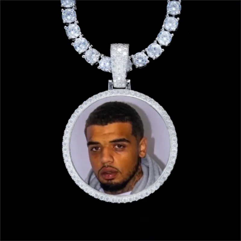 925S & VVS Moissanite 3D Circle Custom Picture Pendant sold by The GUU Shop