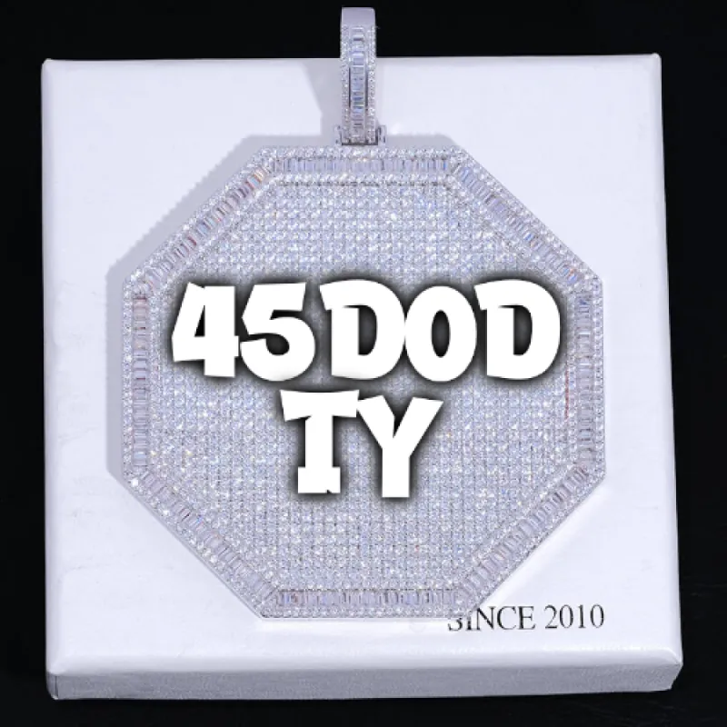 CUSTOM LETTER NECKLACE 3D BIG OCTAGON sold by The GUU Shop
