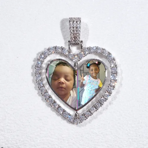 3D Spinning 2-Faced Heart Custom Picture Pendant sold by The GUU Shop