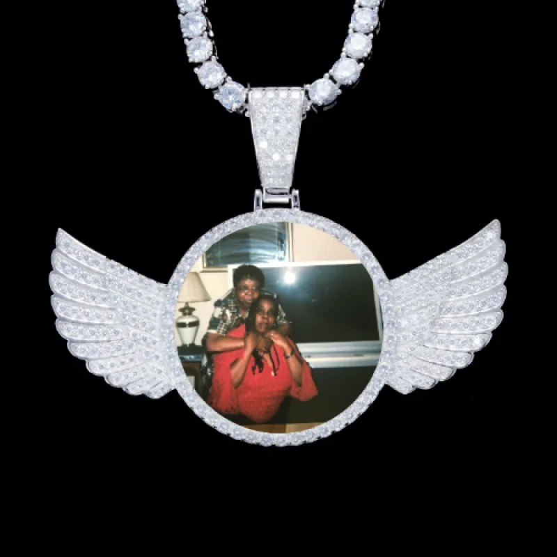 925S & VVS Moissanite 3D Wing Custom Picture Pendant sold by The GUU Shop