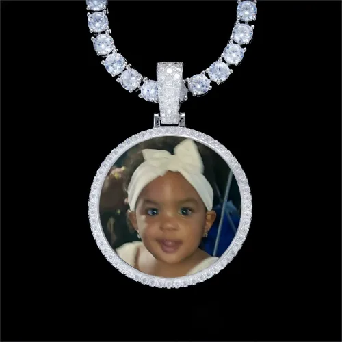 925S & VVS Moissanite 3D Circle Custom Picture Pendant sold by The GUU Shop