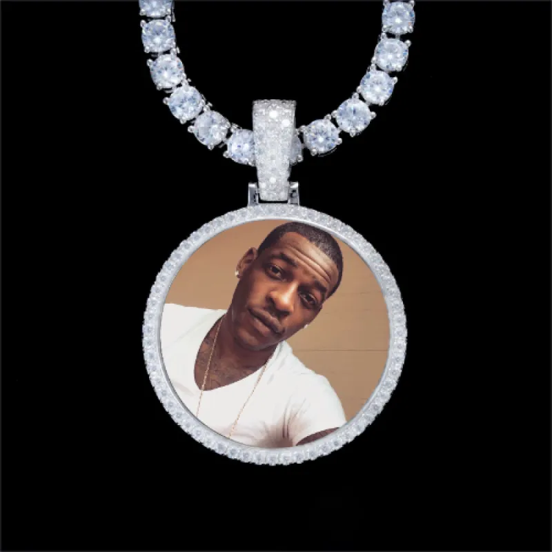 925S & VVS Moissanite 3D Circle Custom Picture Pendant sold by The GUU Shop