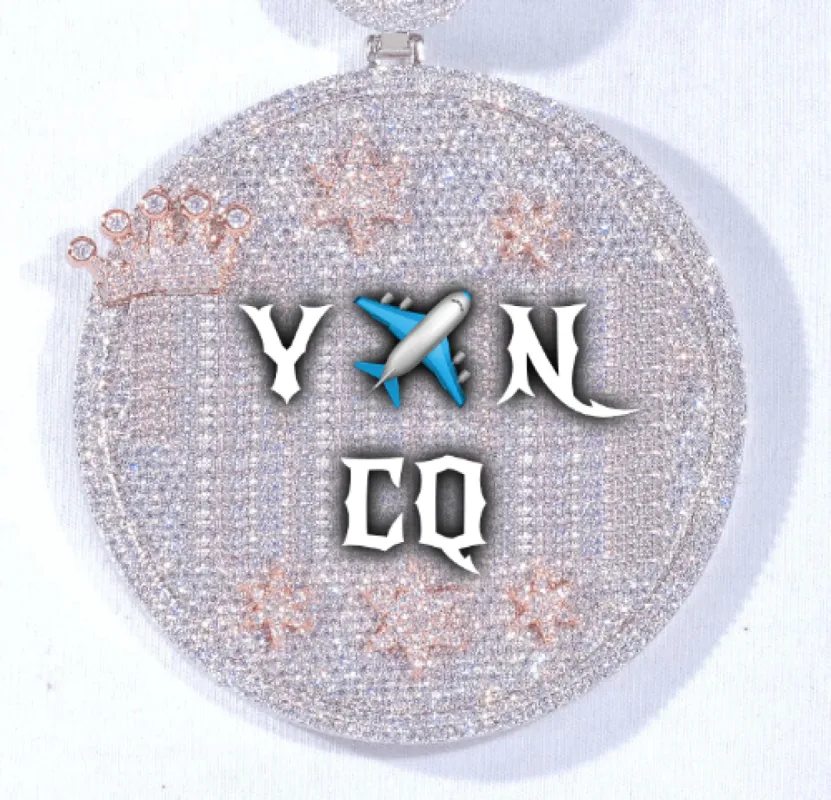 CUSTOM LETTER NECKLACE 3D BIG CROWN DISC sold by The GUU Shop