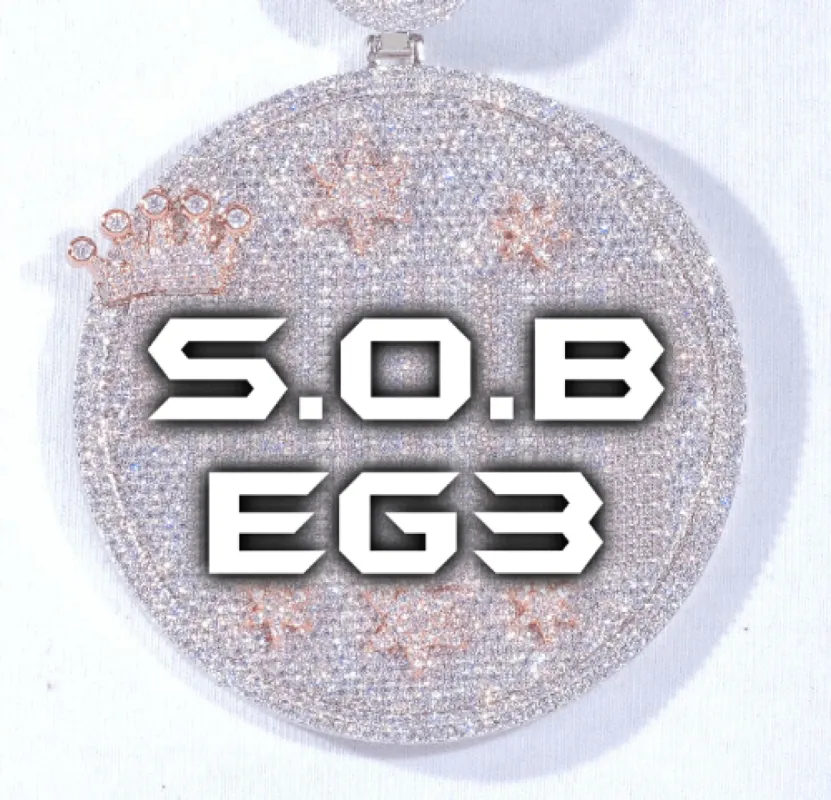 CUSTOM LETTER NECKLACE 3D BIG CROWN DISC sold by The GUU Shop