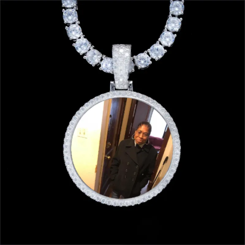 925S & VVS Moissanite 3D Circle Custom Picture Pendant sold by The GUU Shop