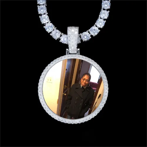 925S & VVS Moissanite 3D Circle Custom Picture Pendant sold by The GUU Shop