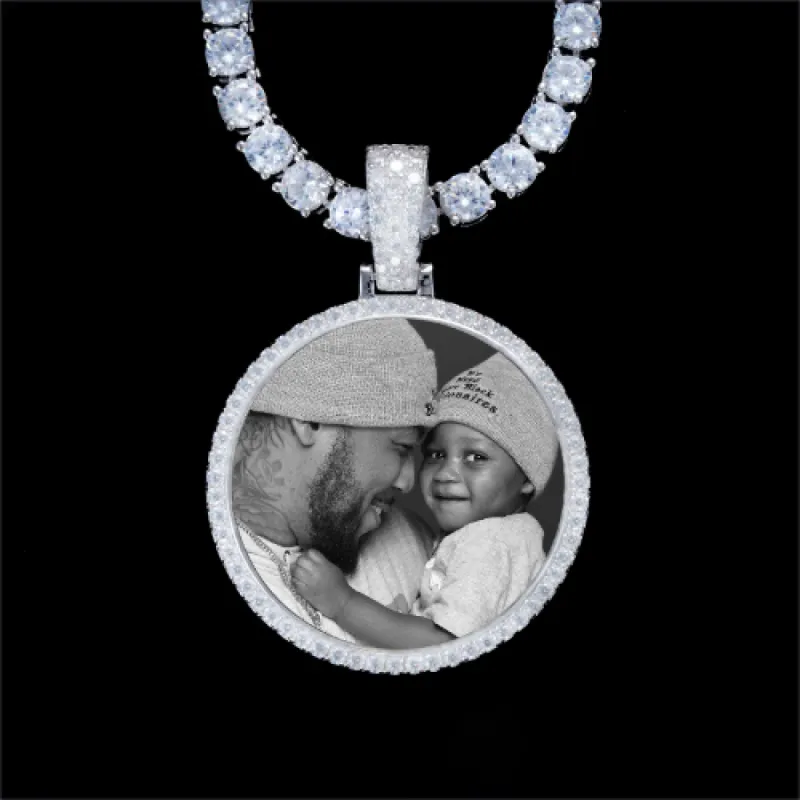 925S & VVS Moissanite 3D Circle Custom Picture Pendant sold by The GUU Shop
