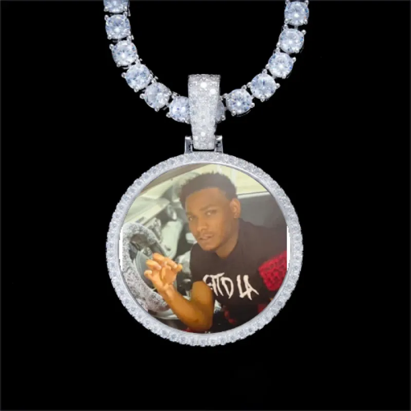 925S & VVS Moissanite 3D Circle Custom Picture Pendant sold by The GUU Shop