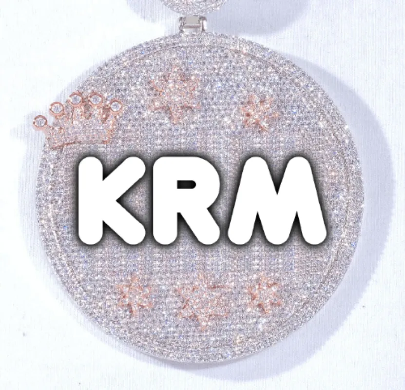 CUSTOM LETTER NECKLACE 3D BIG CROWN DISC sold by The GUU Shop