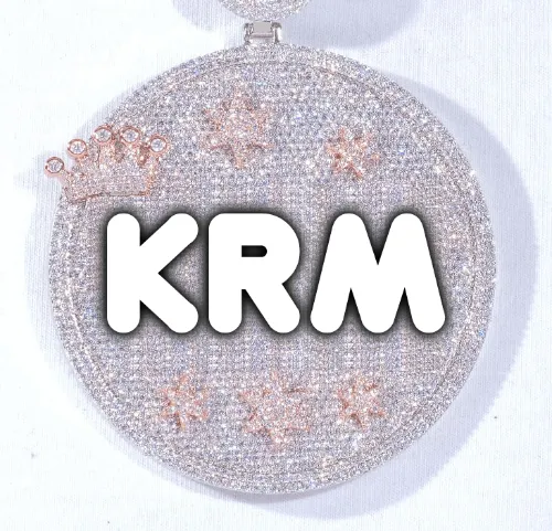 CUSTOM LETTER NECKLACE 3D BIG CROWN DISC sold by The GUU Shop