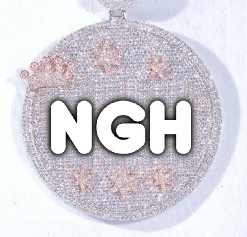 CUSTOM LETTER NECKLACE 3D BIG CROWN DISC sold by The GUU Shop