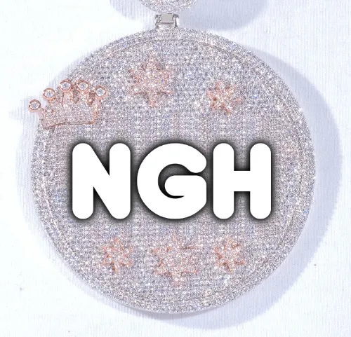 CUSTOM LETTER NECKLACE 3D BIG CROWN DISC sold by The GUU Shop