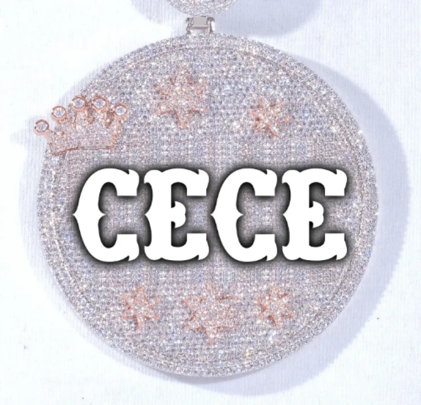 CUSTOM LETTER NECKLACE 3D BIG CROWN DISC sold by The GUU Shop