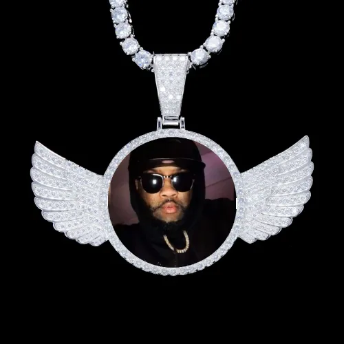 925S & VVS Moissanite 3D Wing Custom Picture Pendant sold by The GUU Shop