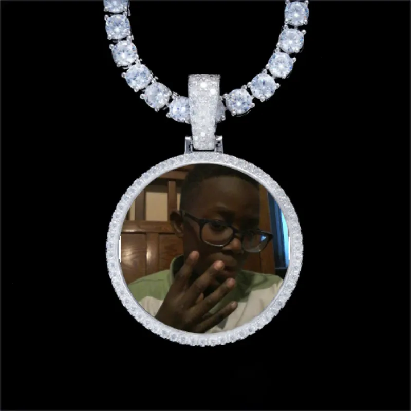 925S & VVS Moissanite 3D Circle Custom Picture Pendant sold by The GUU Shop