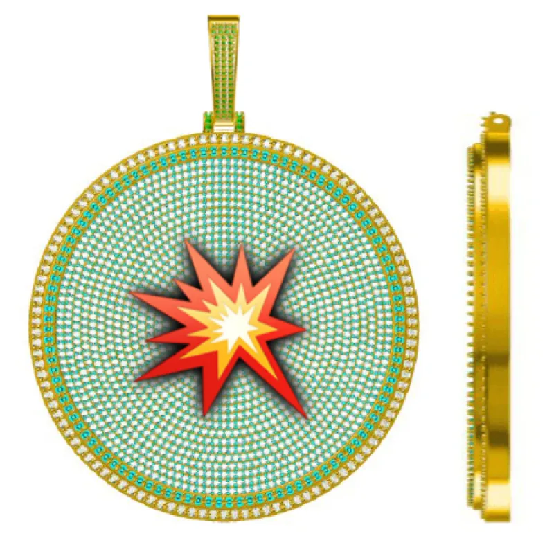 CUSTOM LETTER NECKLACE 3D BIG DISC sold by The GUU Shop