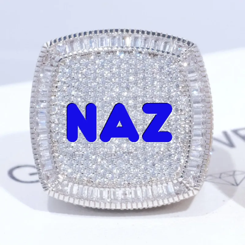 CUSTOM LETTER 3D ICED RING sold by The GUU Shop